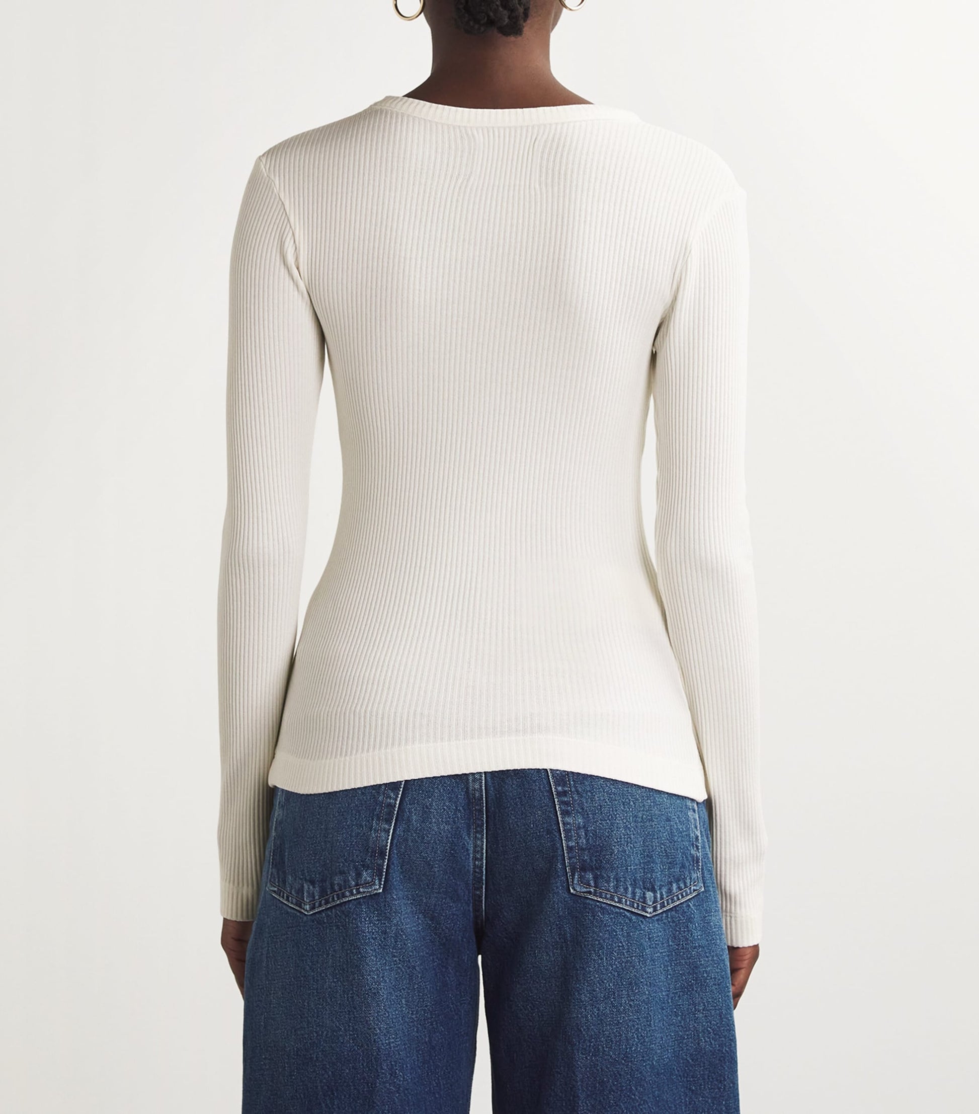 Ribbed Bina Crewneck Top PASHMINA (OFF WHITE)