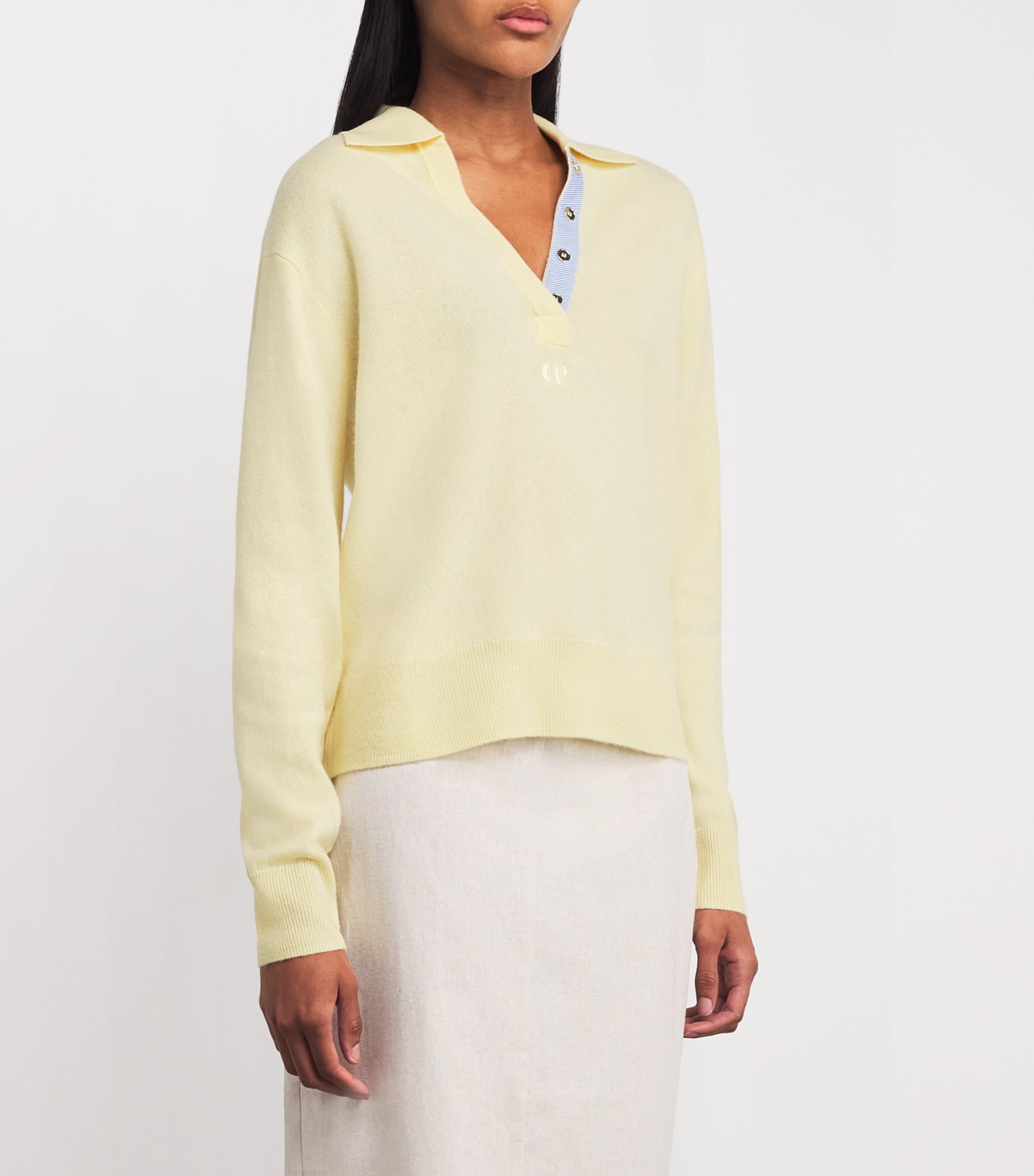 Claudie Pierlot Yellow Wool-Cashmere Polo Sweater