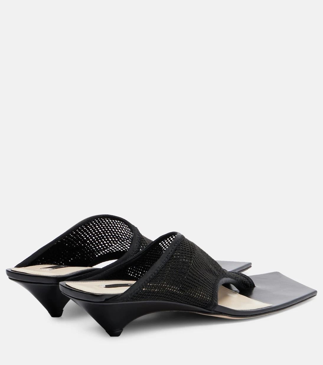 Christen - Edge Stretch leather-trimmed mesh mules