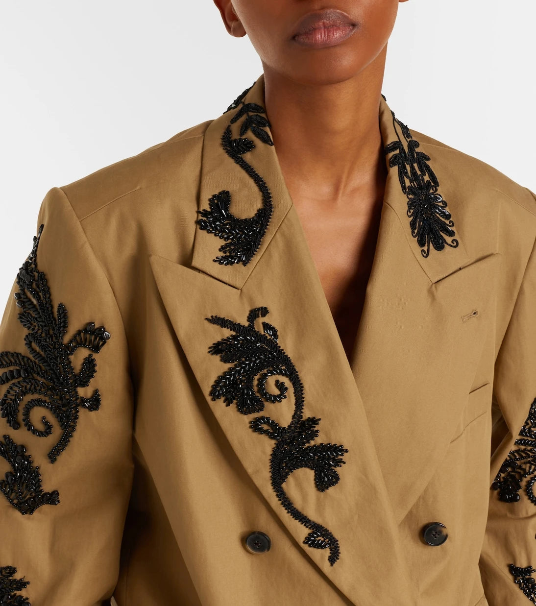Dries Van Noten - Embellished cotton double-breasted blazer