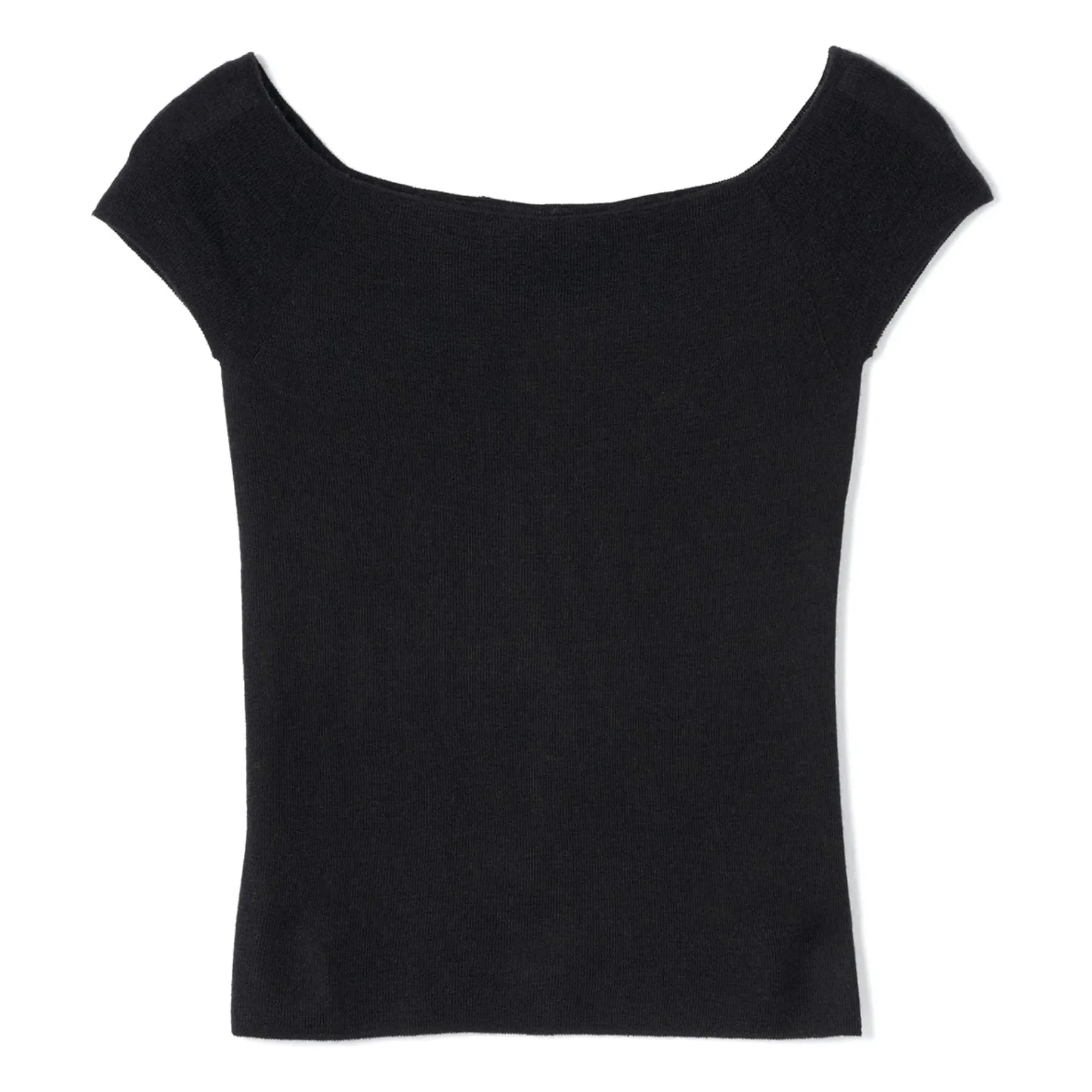 Bompard - Cashmere and Silk Bardot Collar Knit Top | Black