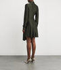 Paco Rabanne Green Asymmetric Ruched Mini Shirt Dress
