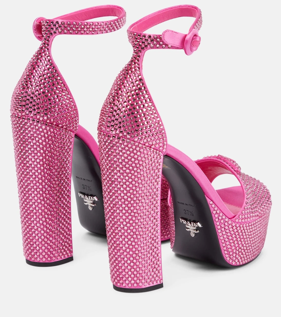 Prada - Embellished satin platform sandals