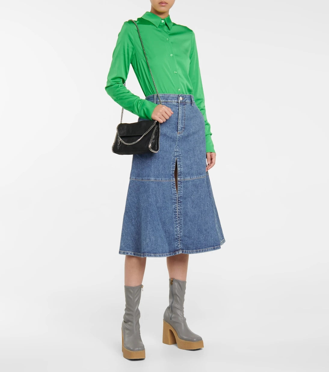 Stella McCartney - Flared denim midi skirt