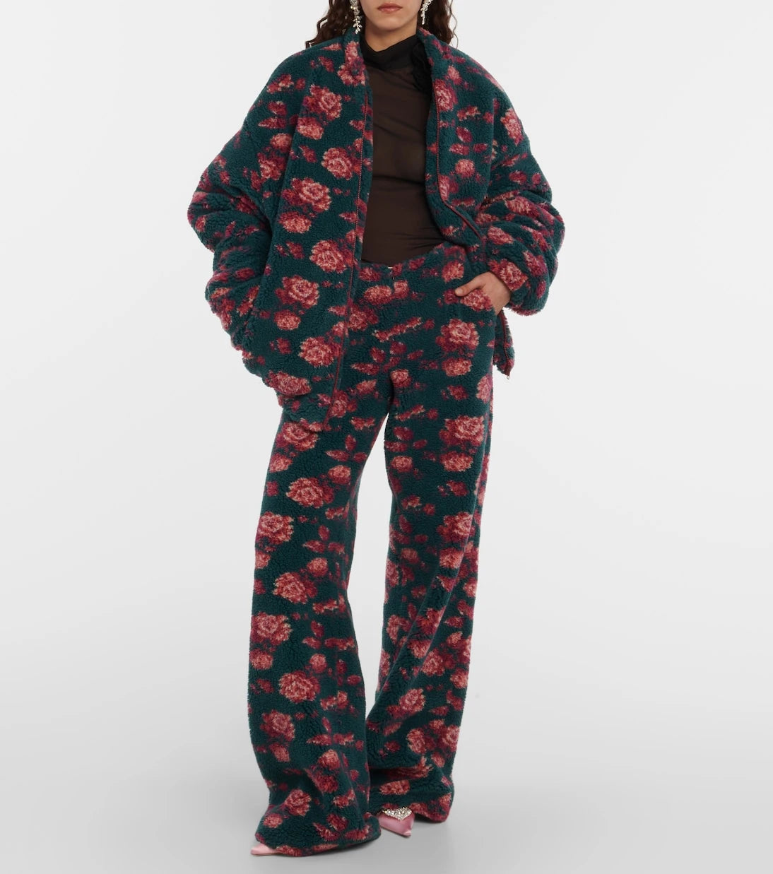 Magda Butrym - High-rise floral teddy straight pants