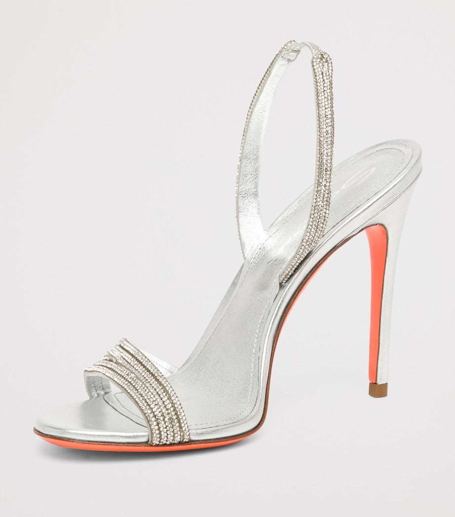 Silver Leather Justine Slingback Heels 105