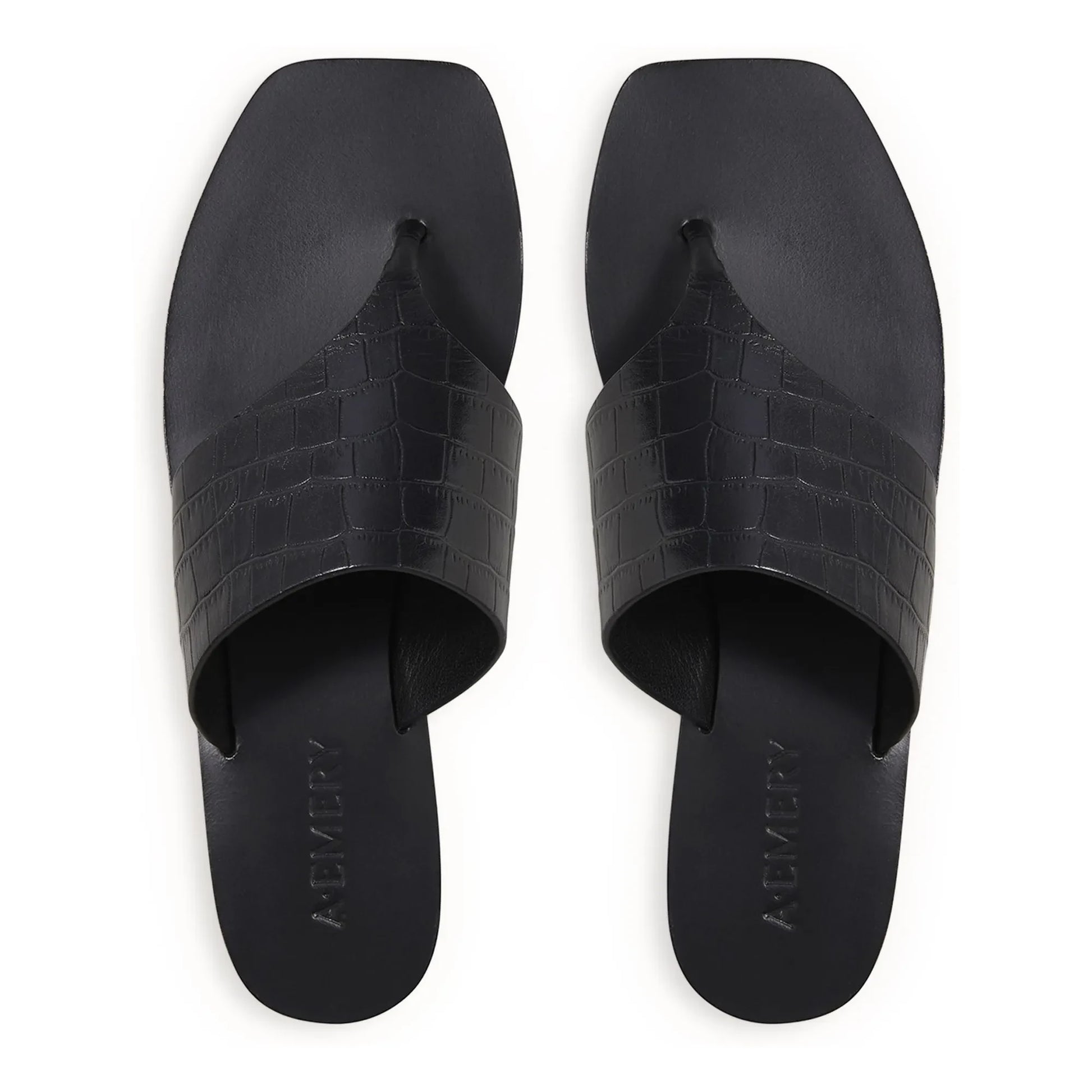 A. Emery - Crocodile Embossed Toe Sandals | Black