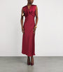Sandro Paris Red Satin V-Neck Maxi Dress