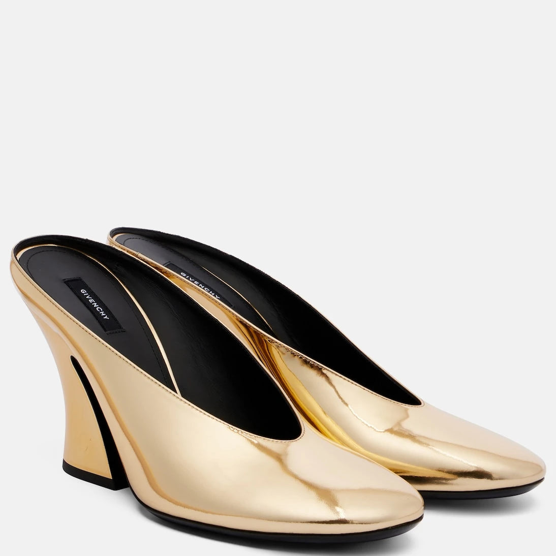 Givenchy - Sculpted 95 mirrored leather mules
