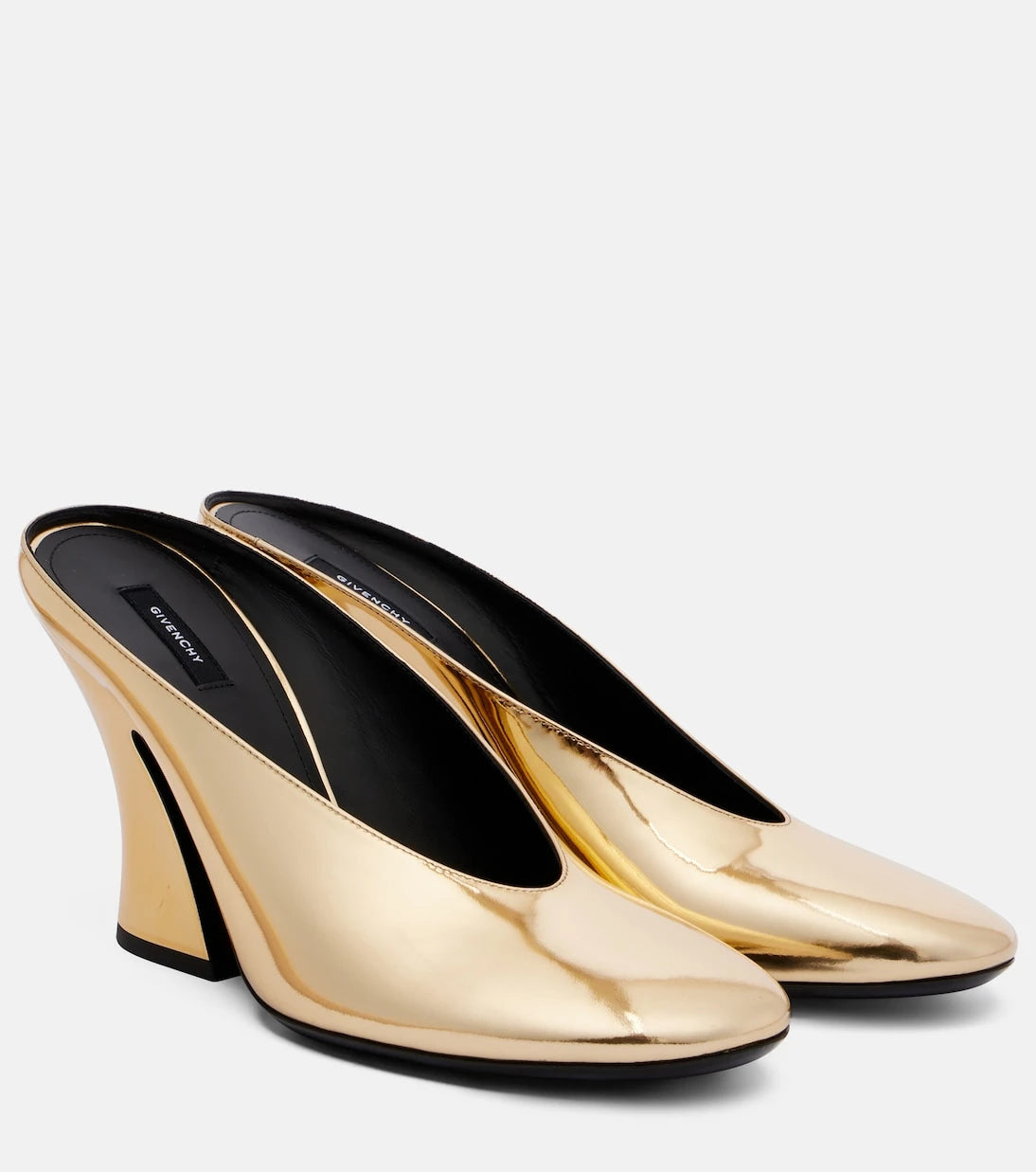 Givenchy - Sculpted 95 mirrored leather mules