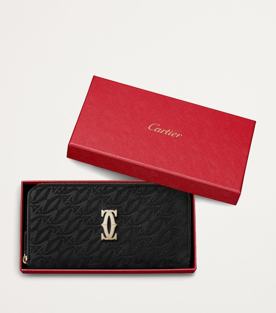 Black Leather C de Cartier International Zipped Wallet