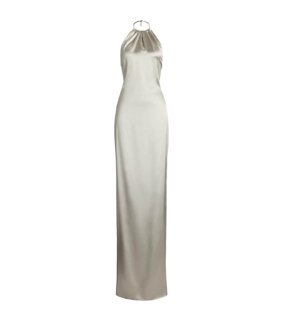 Ralph Lauren Collection Beige Stretch-Satin Corra Maxi Dress