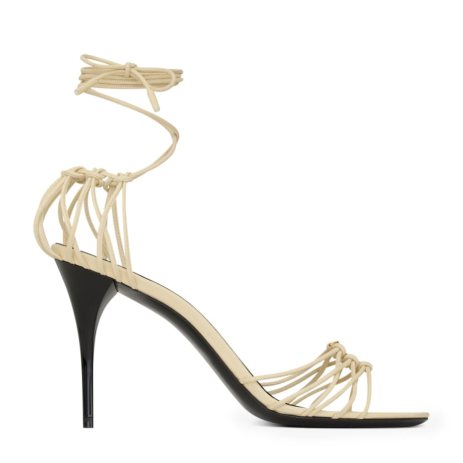 Saint Laurent Grey Leather Babylone Sandals 90