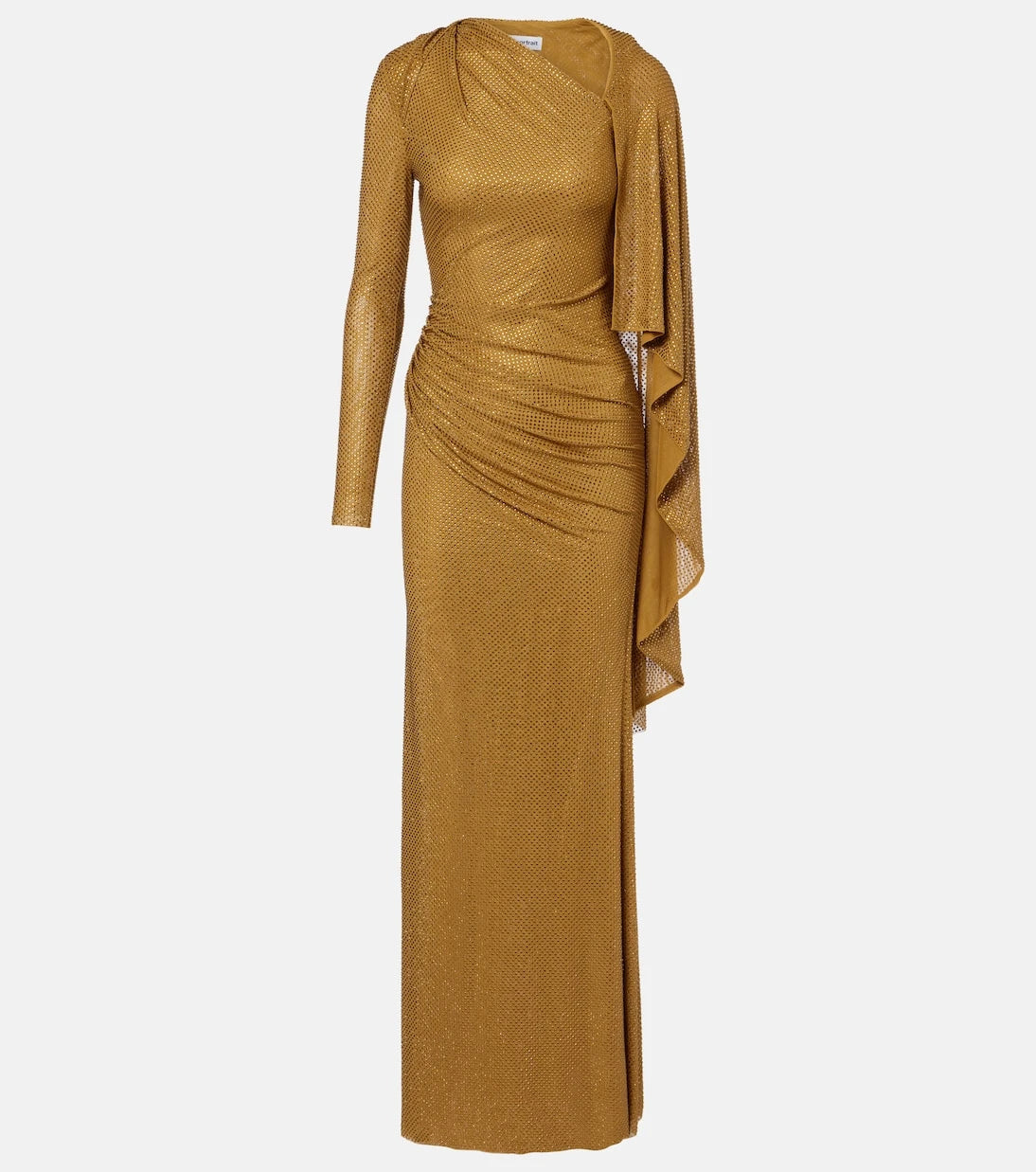 Self-Portrait - Draped embellished mesh gown