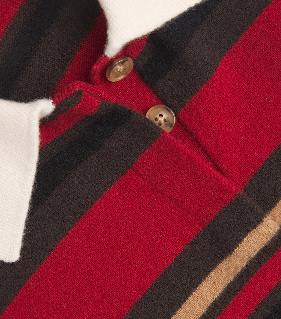 Guest In Residence Red Cashmere Cropped Rugby Shirt
