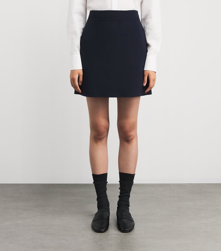 Blue Virgin Wool Mini Skirt