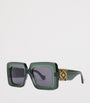 Green Bevelled Square Sunglasses