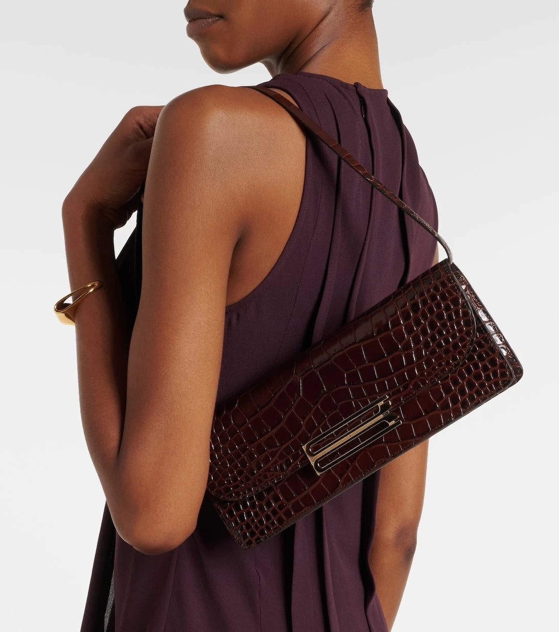 Victoria Beckham - Dorian East-West croc-effect leather clutch