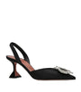 Black Satin Begum Slingback Pumps 70