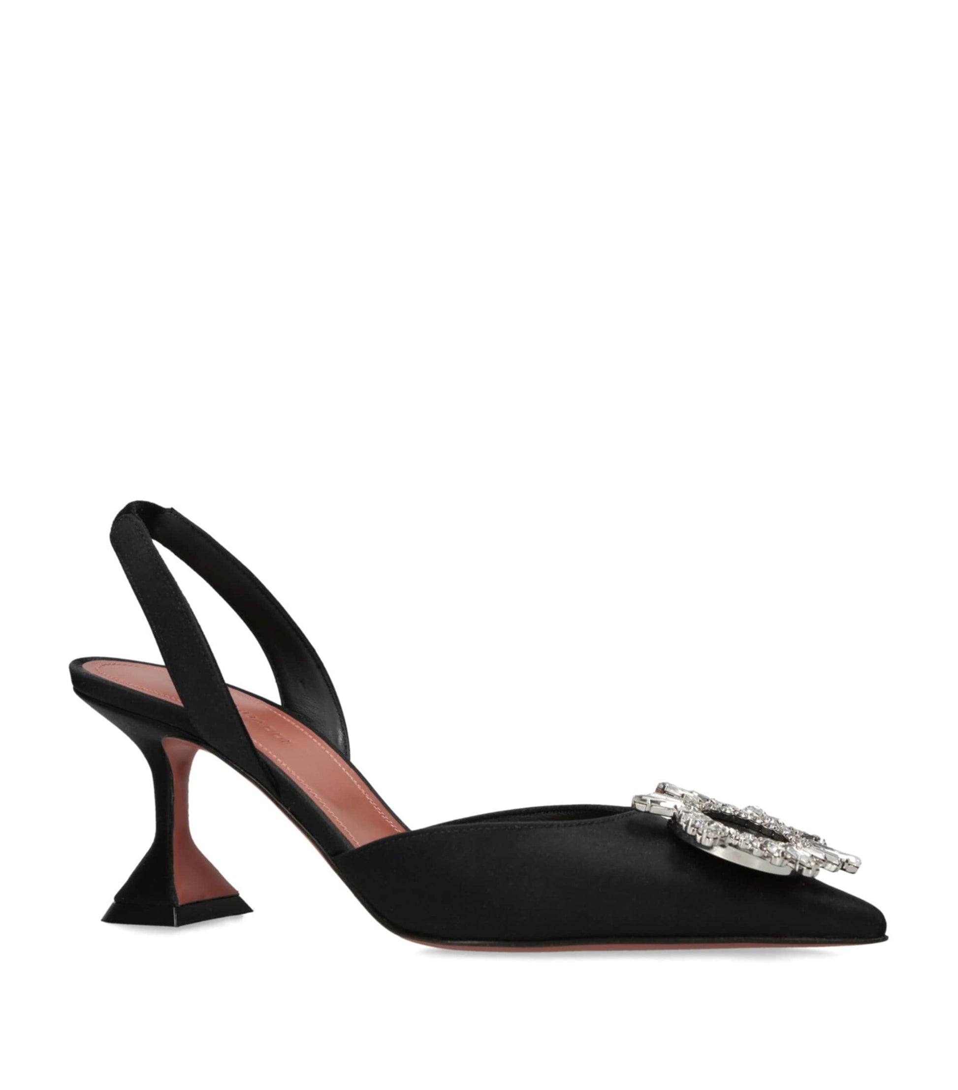 Black Satin Begum Slingback Pumps 70