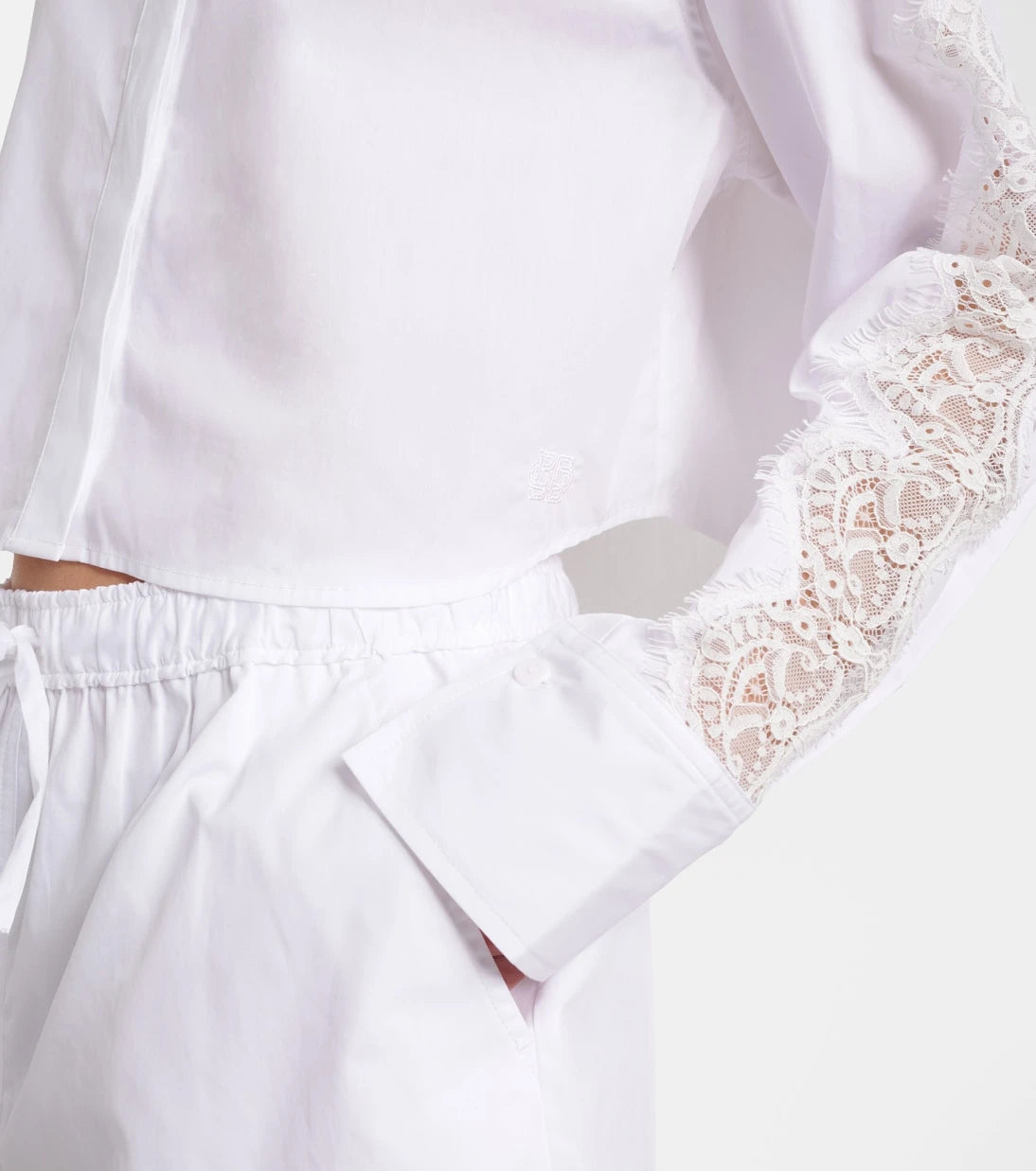 Simkhai - Lace-trimmed cotton poplin shirt