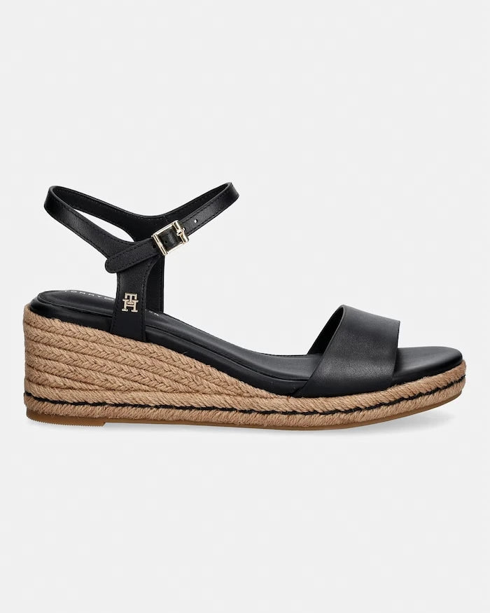 Tommy Hilfiger Deri Kıvrımlı Platform Sandalet MID WEDGE ESPAD LEATHER