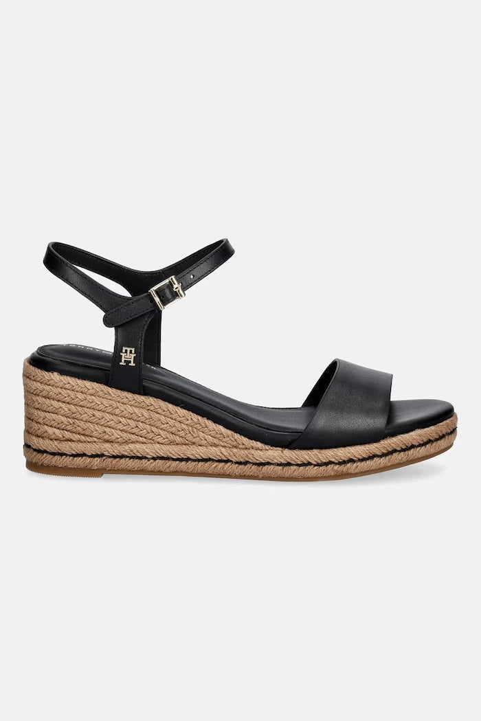 Tommy Hilfiger Deri Kıvrımlı Platform Sandalet MID WEDGE ESPAD LEATHER