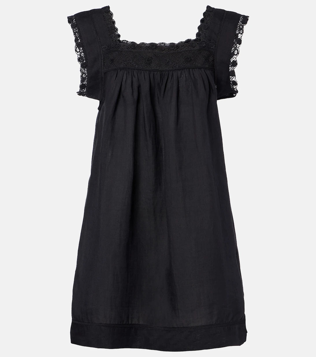 Dôen - Almadia lace-trimmed ramie minidress