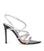 Gianvito Rossi Silver Crystal Ettie Heeled Sandals 105