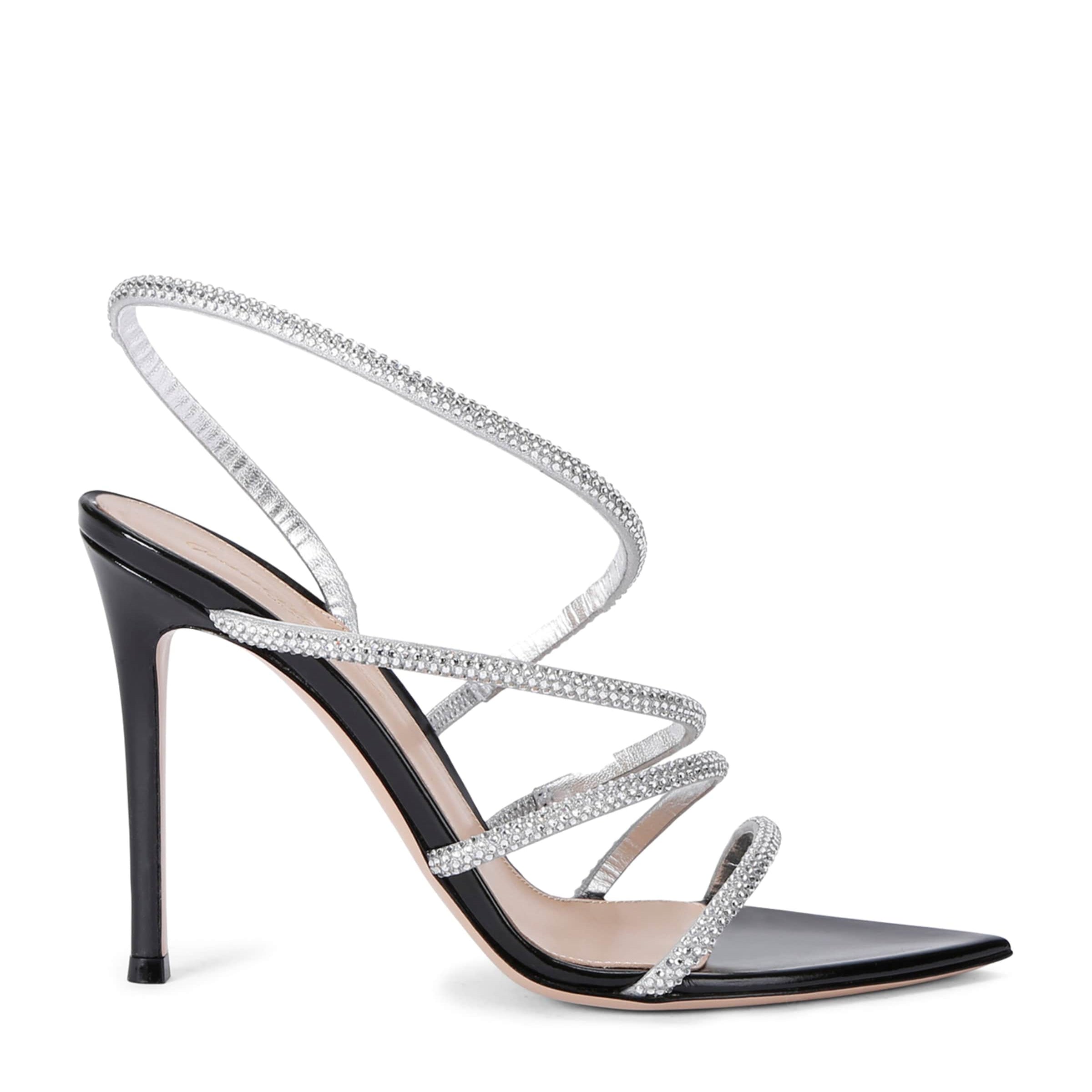 Gianvito Rossi Silver Crystal Ettie Heeled Sandals 105