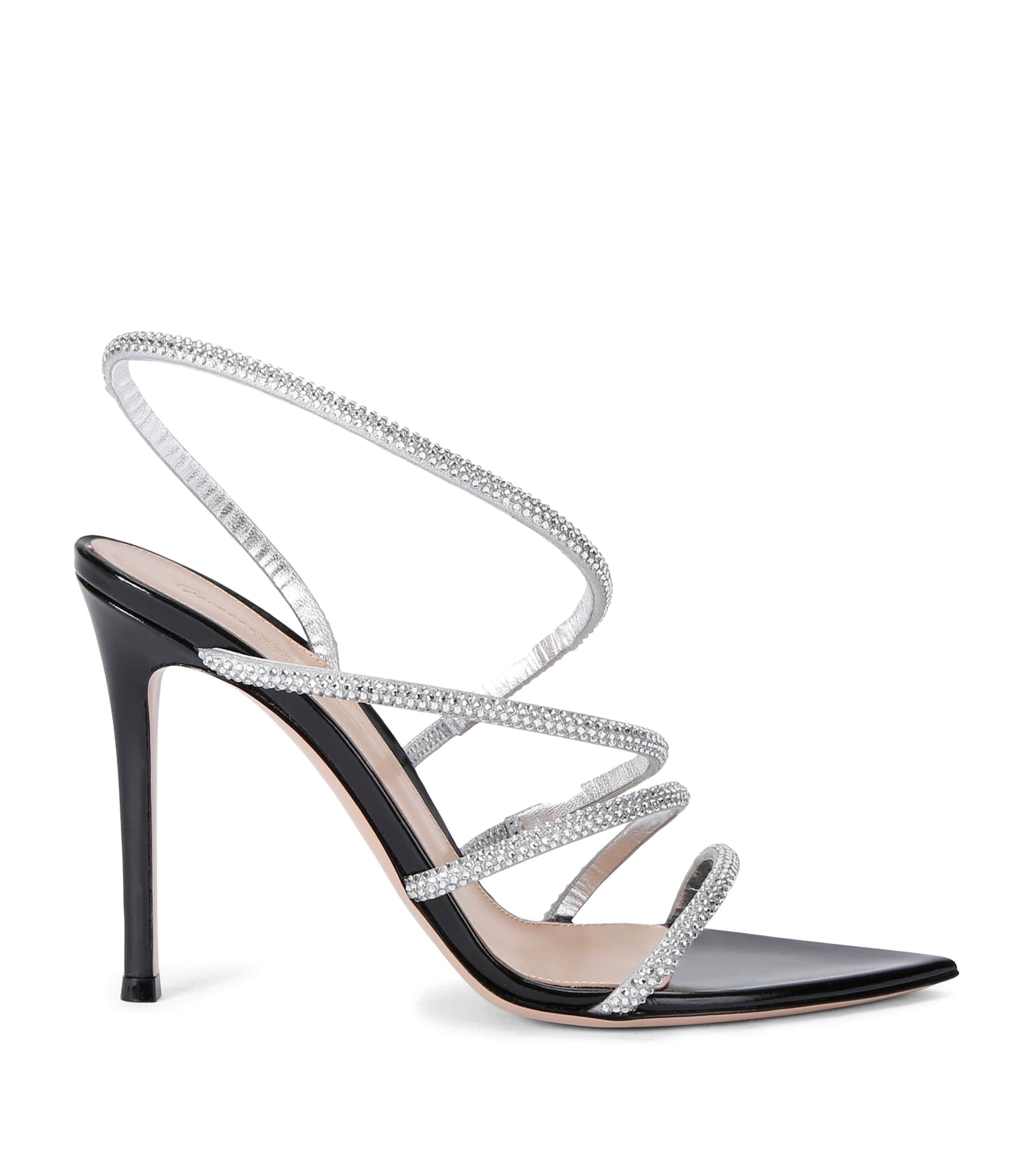 Gianvito Rossi Silver Crystal Ettie Heeled Sandals 105