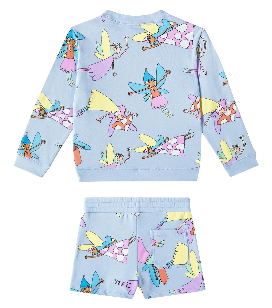 Stella McCartney Kids - طقم سويت شيرت وشورت من القطن