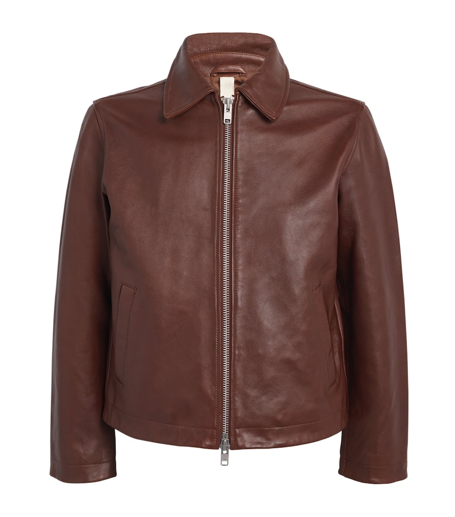 Sunflower Brown Collar Leather Jacket