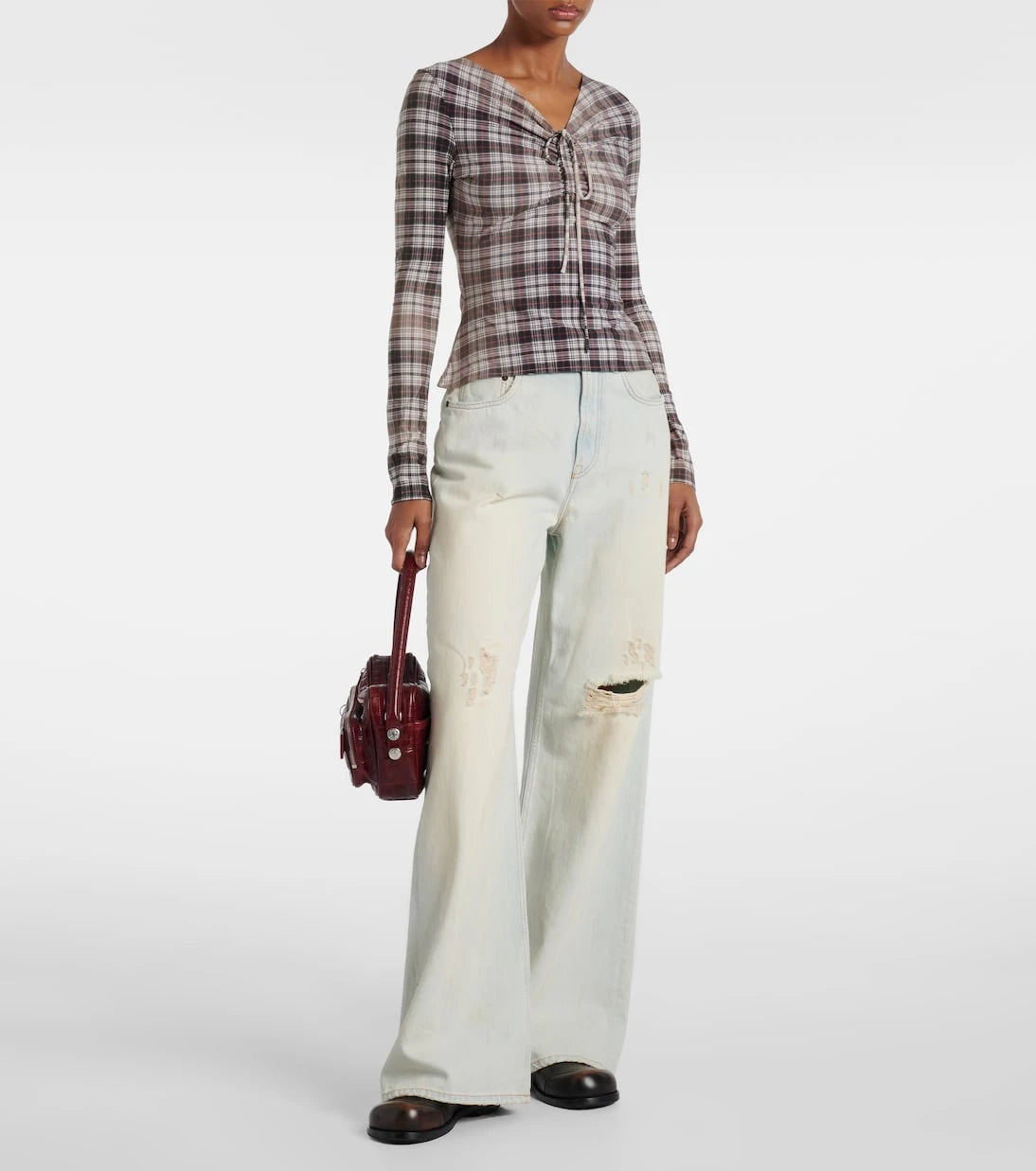 Acne Studios - Plaid ruched top