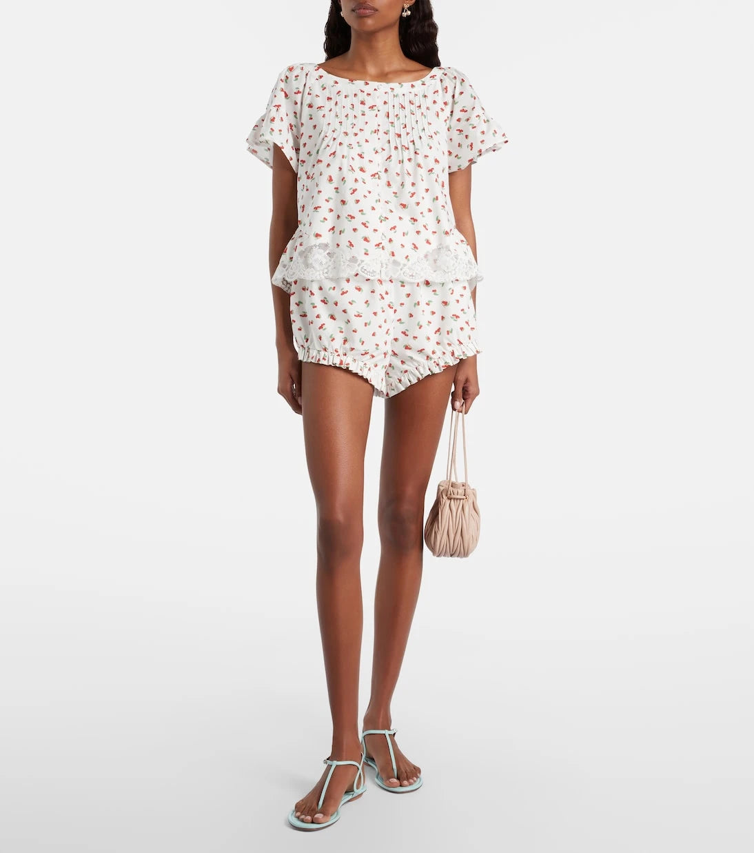 Posse - Delia lace-trimmed printed cotton blouse