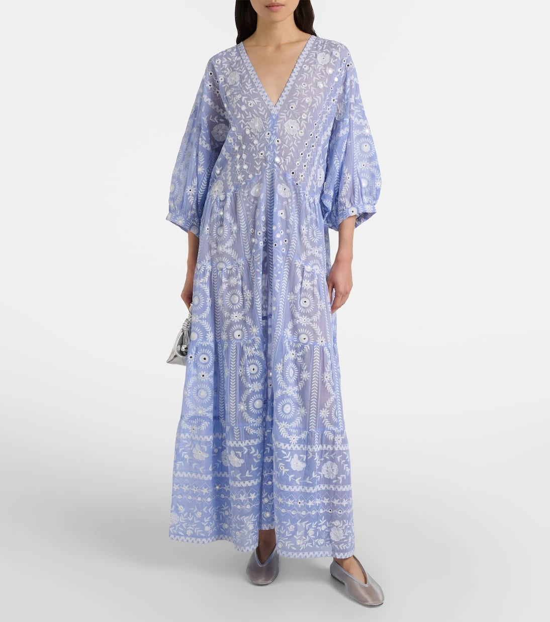 Juliet Dunn - Sequined floral cotton maxi dress