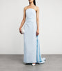 Monique Lhuillier Blue Draped Off-The-Shoulder Gown