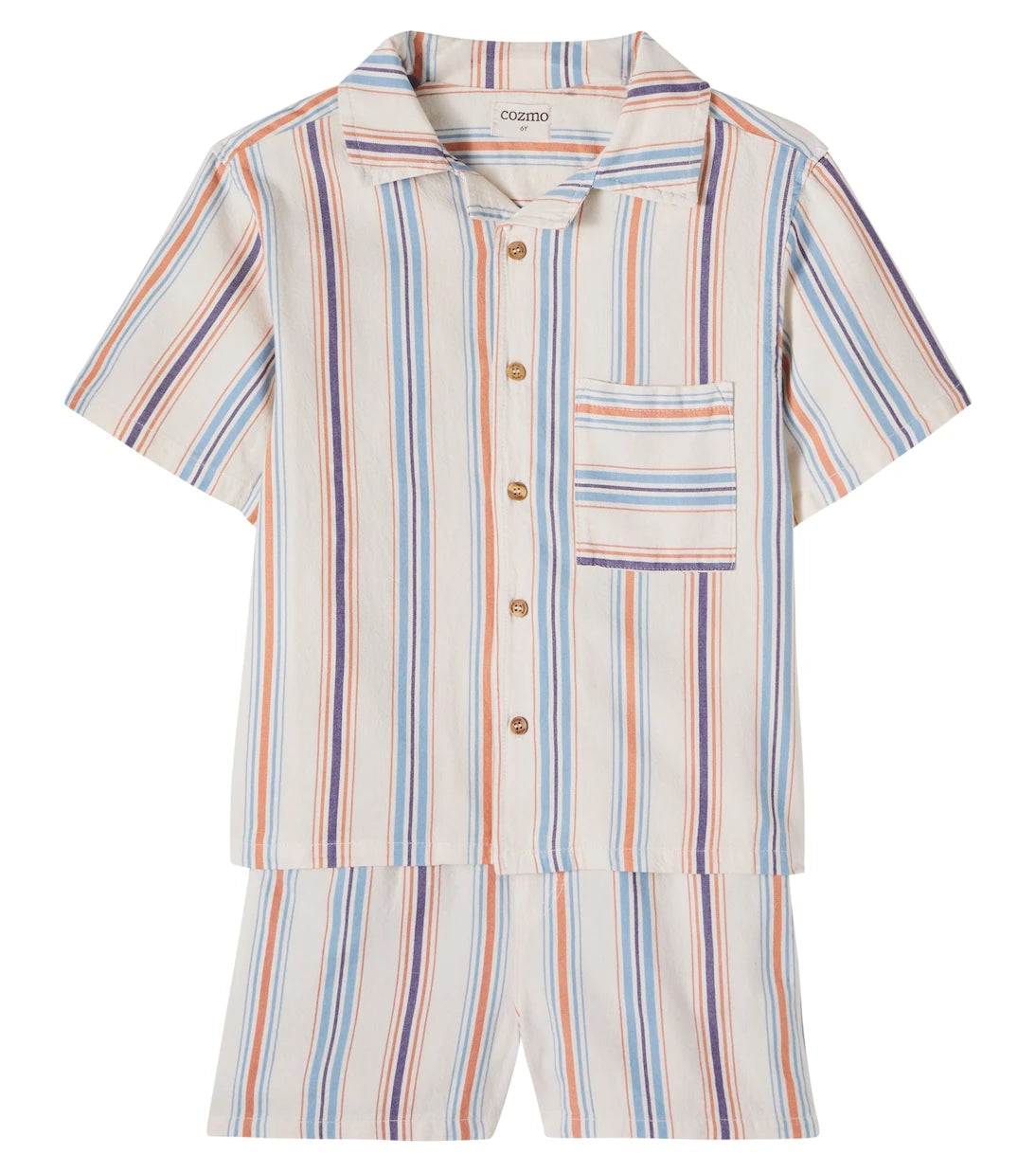 Cozmo - Iro striped cotton shirt and shorts set