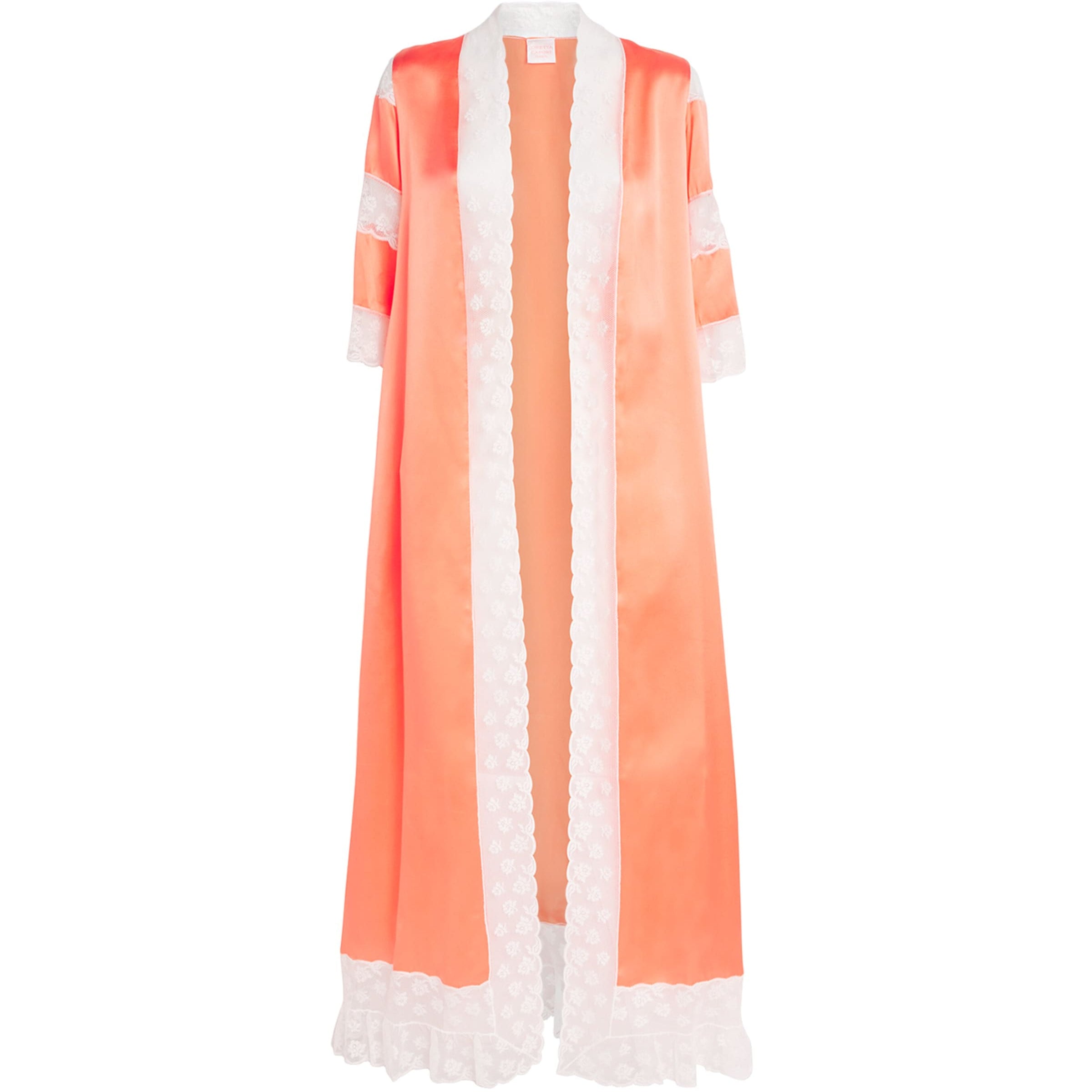 Orange Silk Lace-Trim Calliope Robe