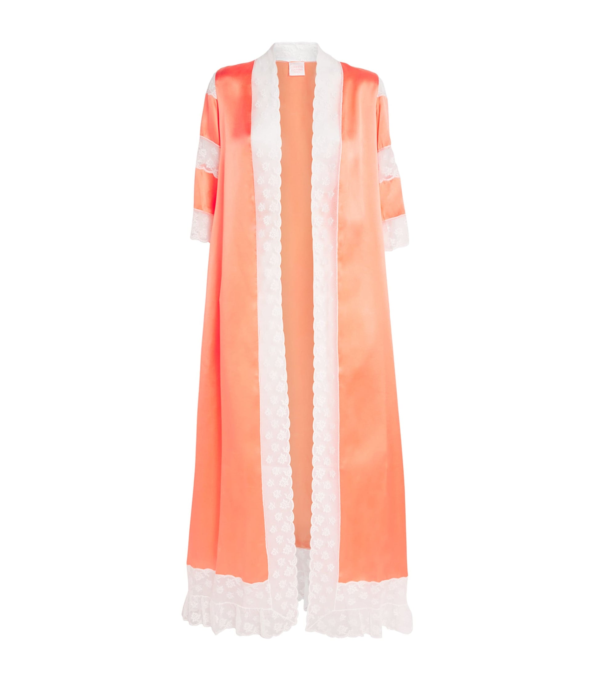 Orange Silk Lace-Trim Calliope Robe
