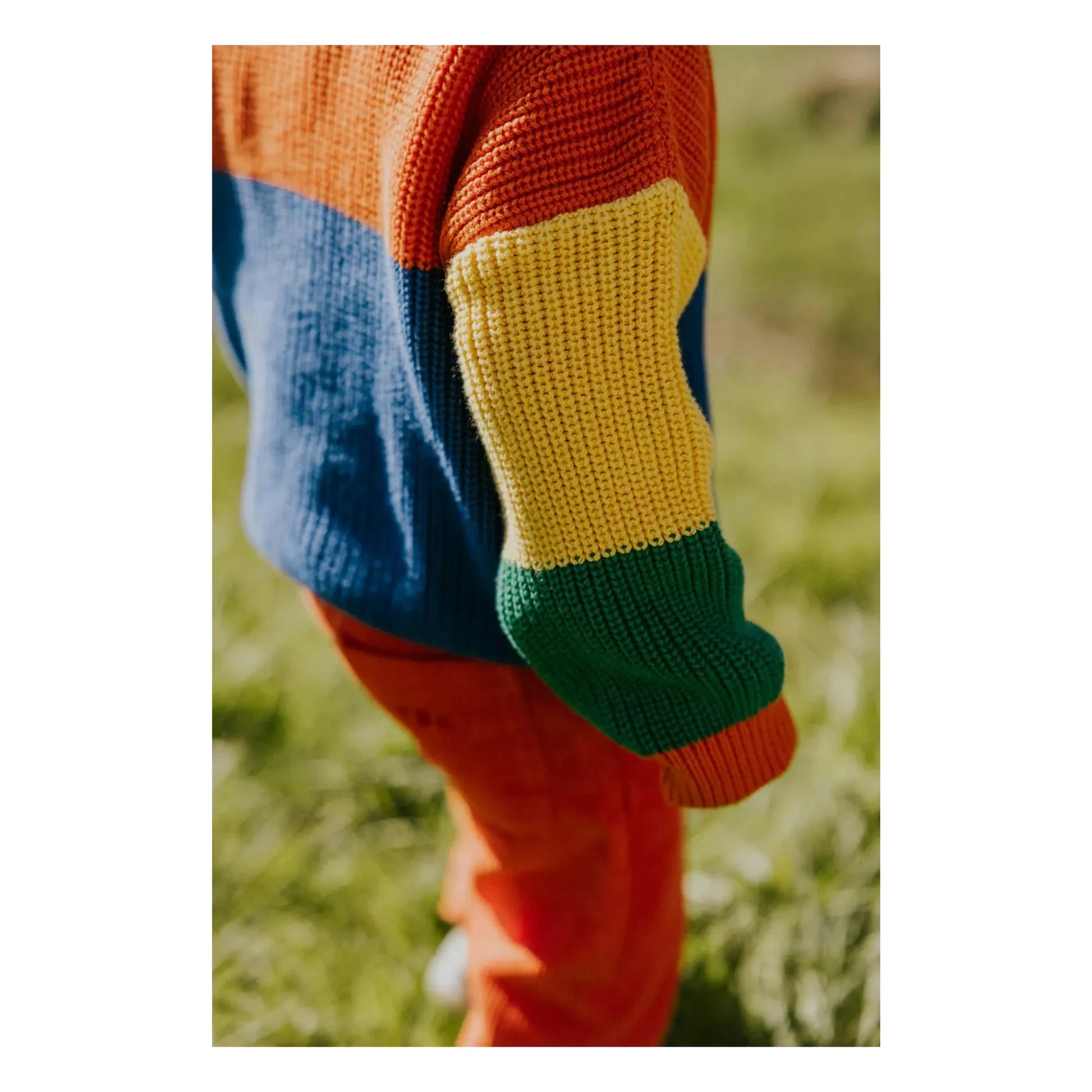 Yuki - Color Block Organic Cotton Sweater | Orange