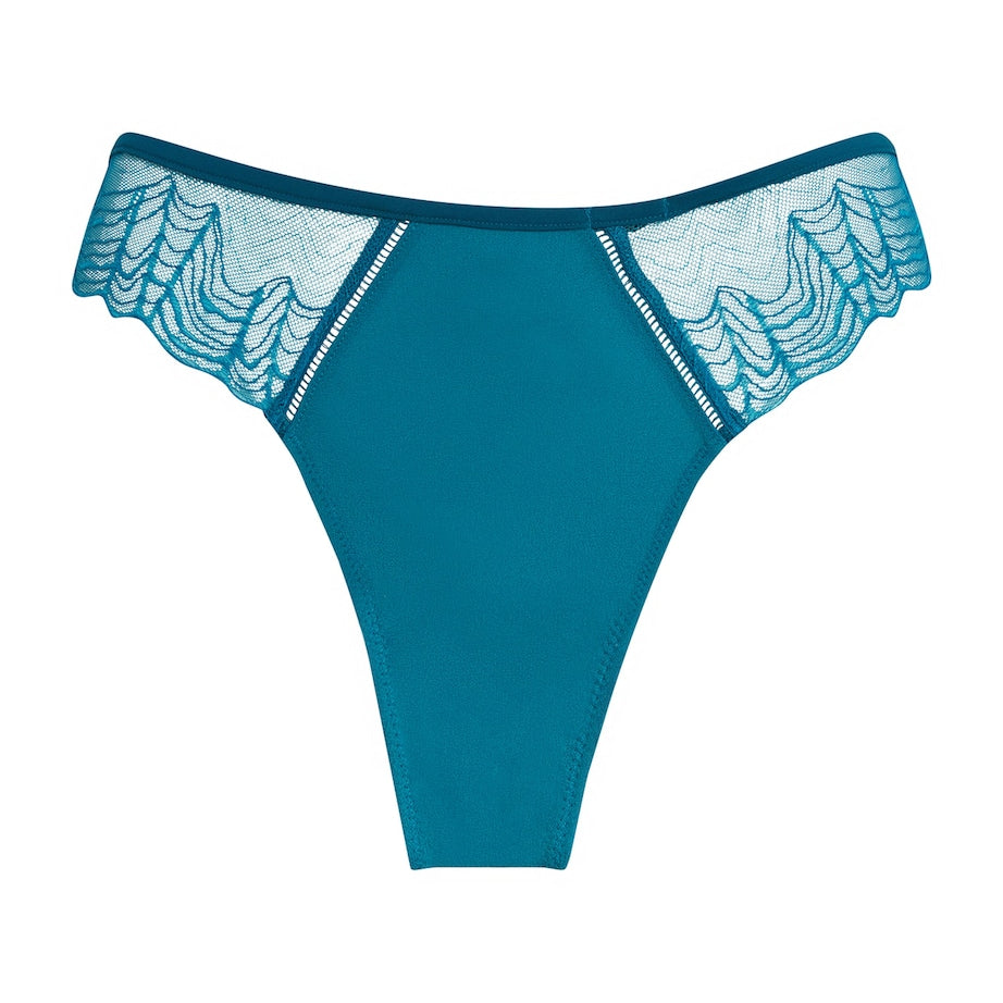Blue Geo Lace Thong