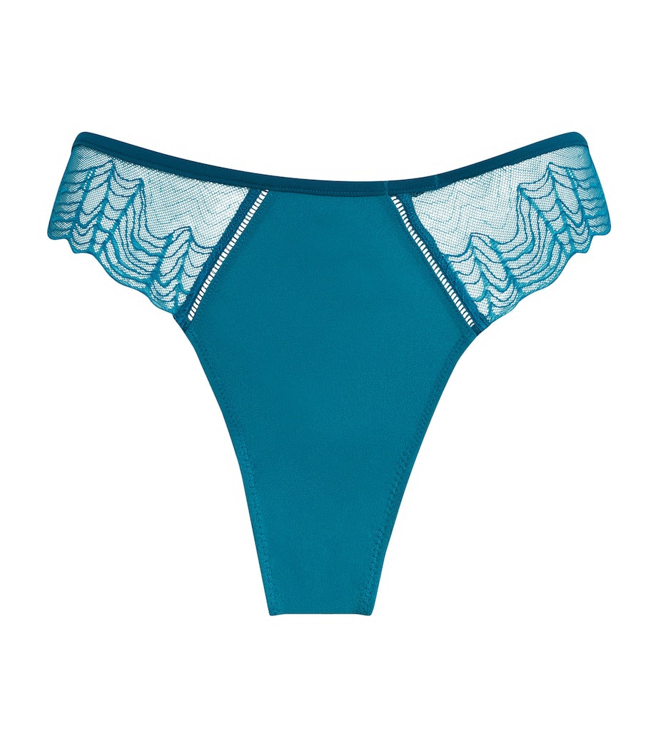 Blue Geo Lace Thong