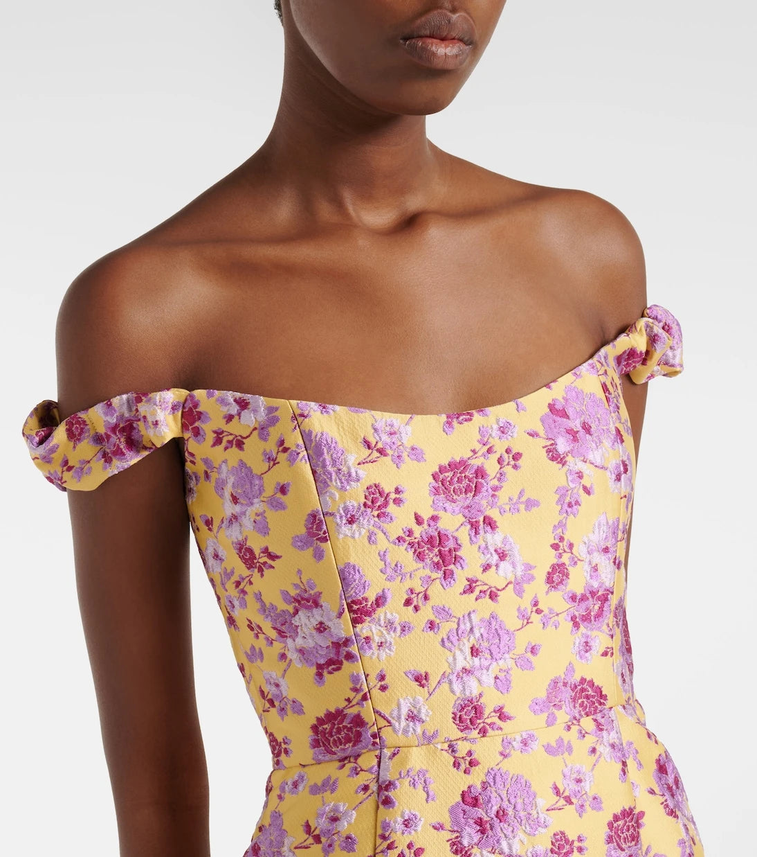 Markarian - Amara floral off-shoulder brocade midi dress