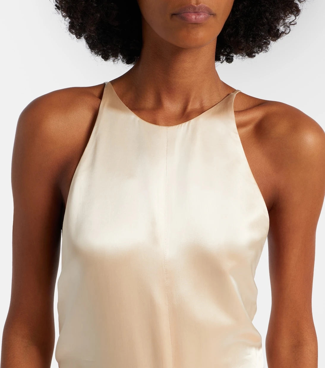 Khaite - Draped gathered satin maxi dress