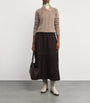 Beige Cashmere Cable-Knit Sweater