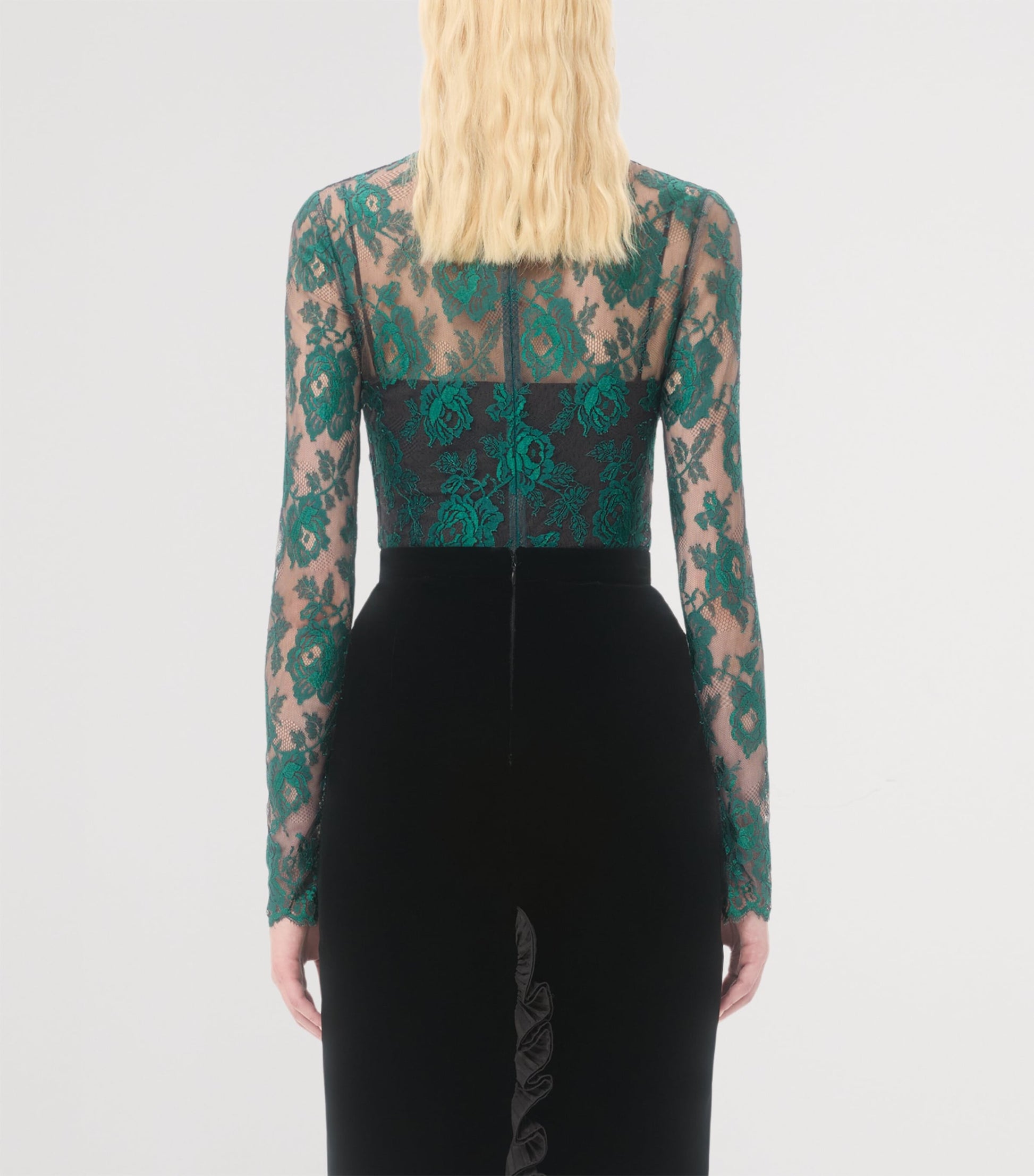 Valentino Green Lace Floral Top