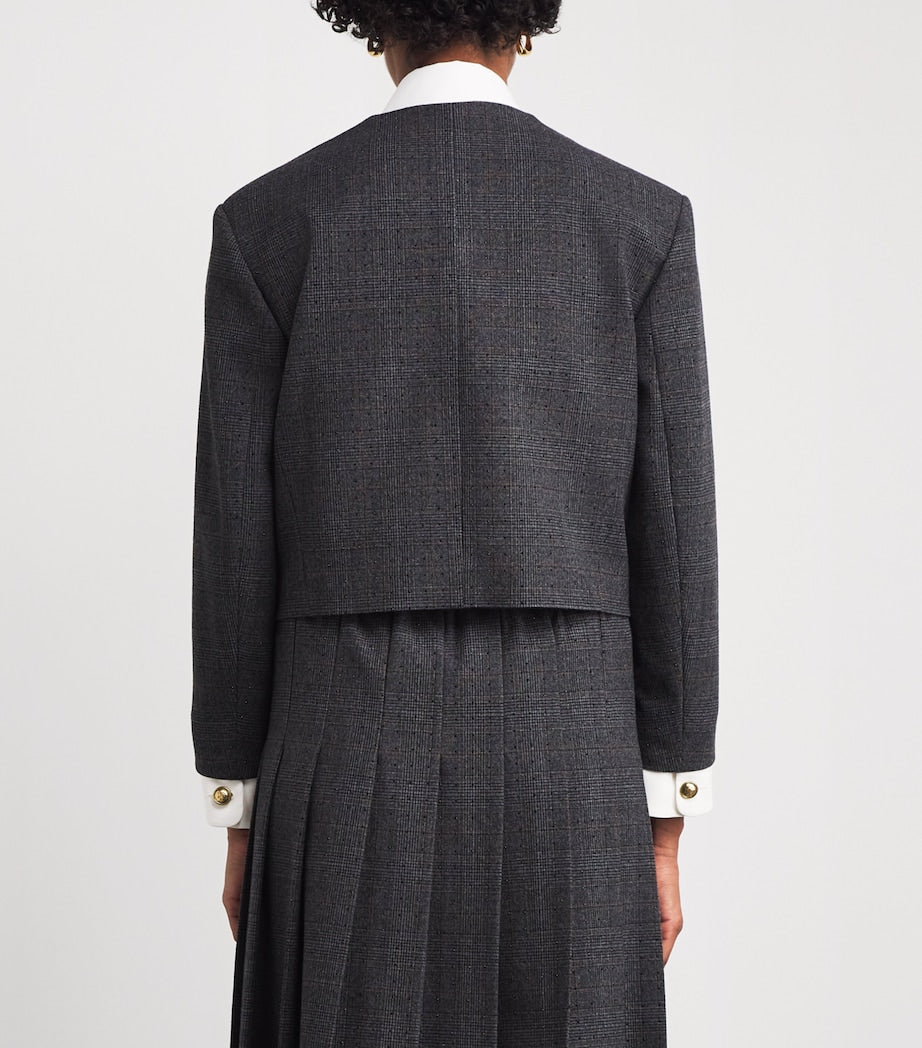 Checked Rhinestone-Embellished Jacket