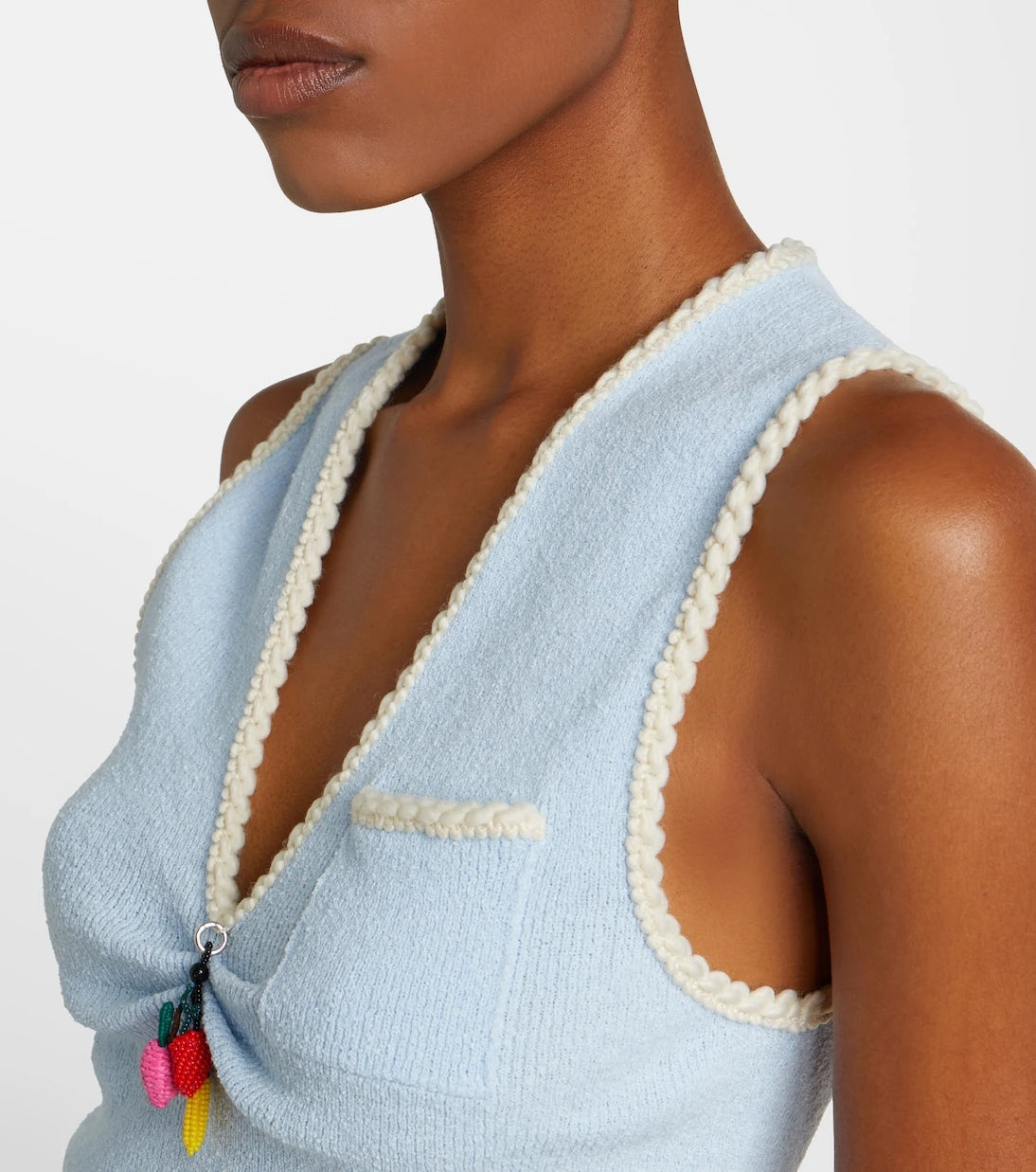 Prada - Embellished cotton-blend bouclé crop top