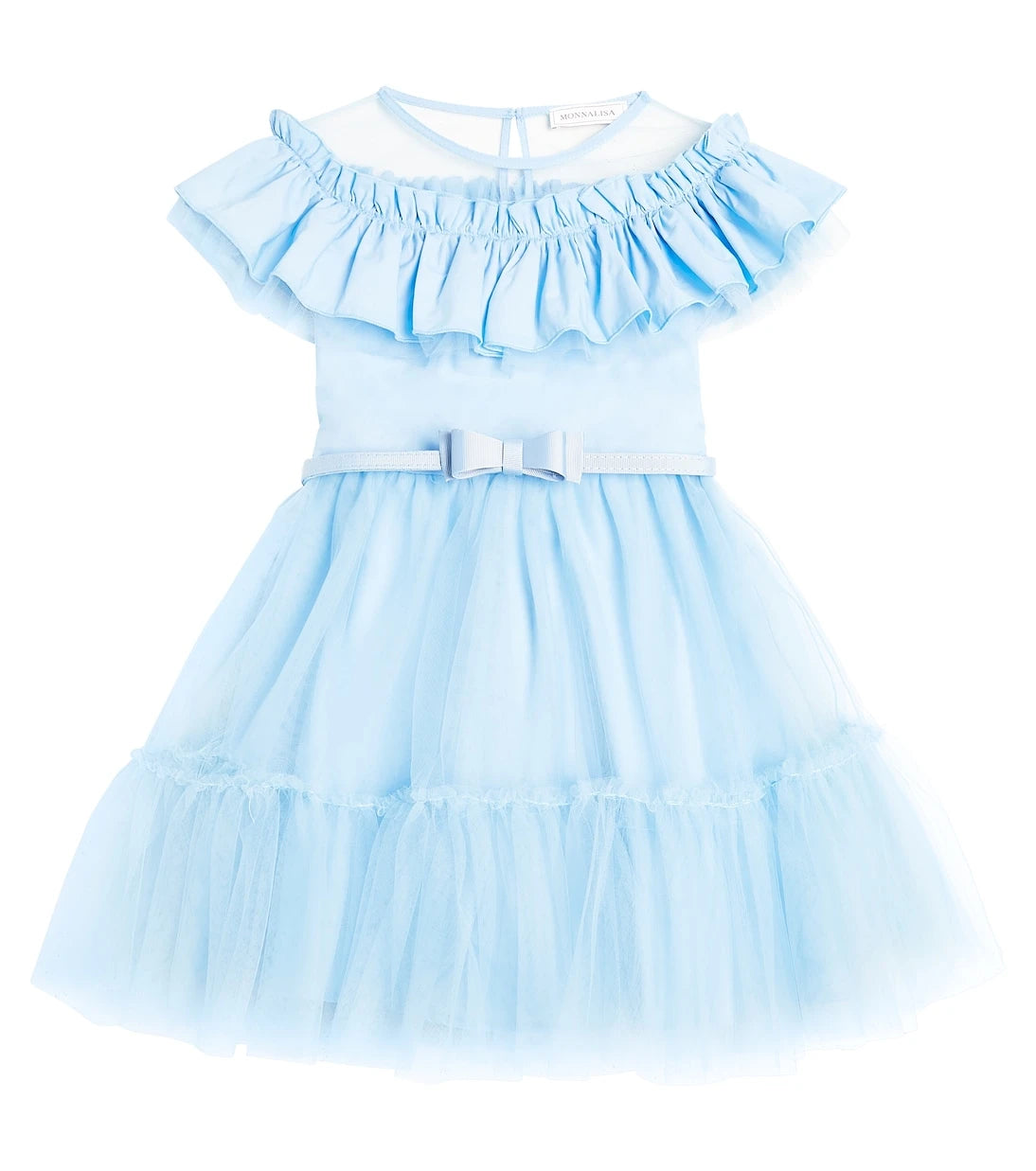 Monnalisa - Ruffled bow-detail tulle dress